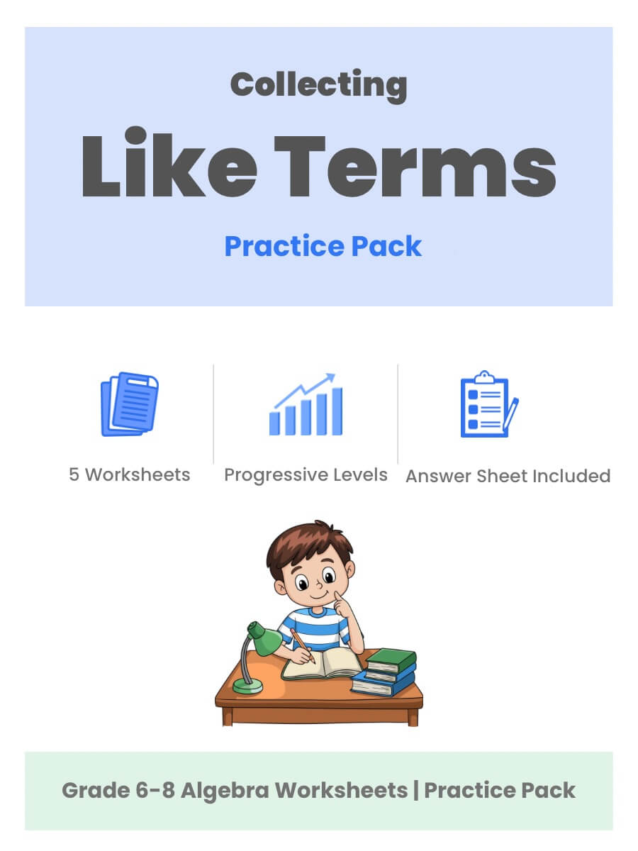 Collecting like terms practice pack thumbnail