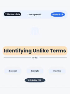Identifying Unlike Terms Worksheet Thumbnail