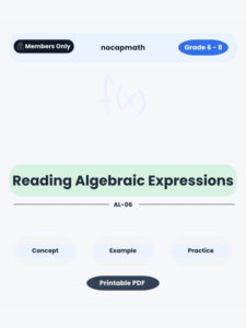 Reading Algebraic Expressions Worksheet Thumbnail
