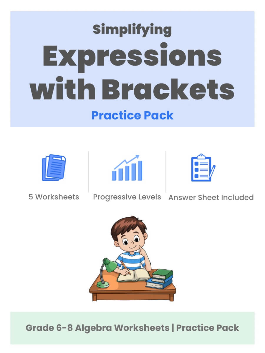 Simplifying expressions with brackets practice pack thumbnail