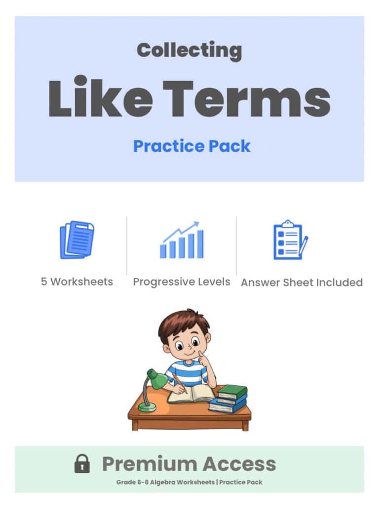 Collecting Like Terms Practice Pack Thumbnail