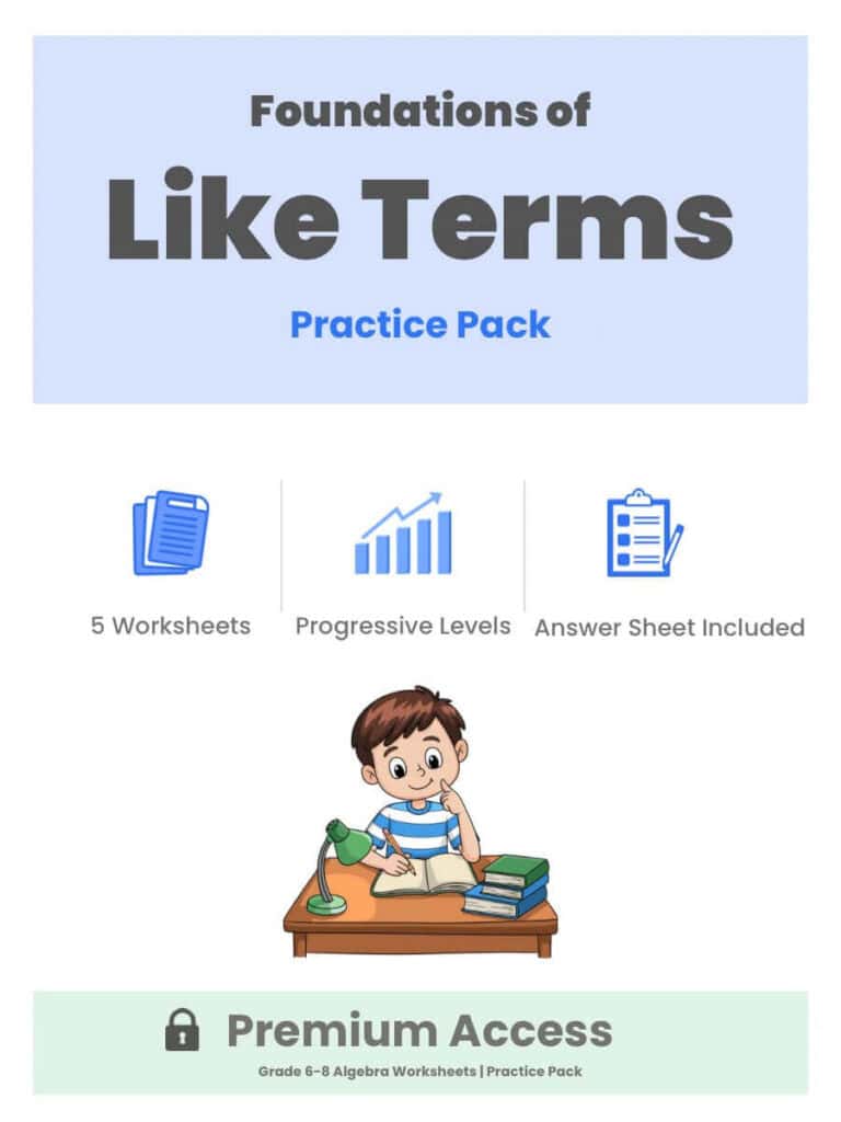 Foundations of Like Terms Practice Pack Thumbnail