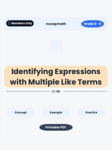 Identifying Expressions with Multiple Like Terms Worksheet Thumbnail