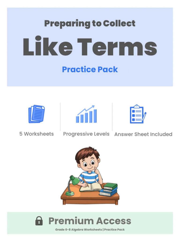 Preparing to Collect Like Terms Practice Pack Thumbnail