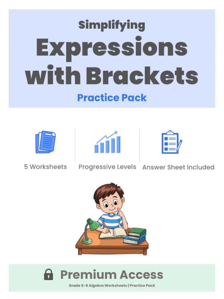 Simplifying Expressions with Brackets Practice Pack Thumbnail