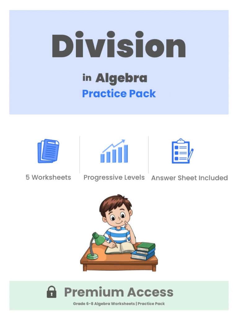 Division in Algebra Practice Pack Thumbnail