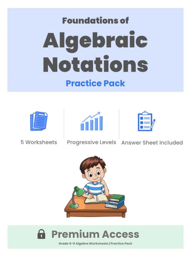Foundations of Algebraic Notations Practice Pack Thumbnail