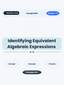 Identifying Equivalent Algebraic Expressions Worksheet Thumbnail