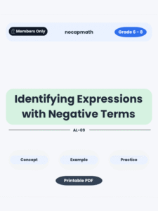 Identifying Expressions with Negative Terms Worksheet Thumbnail